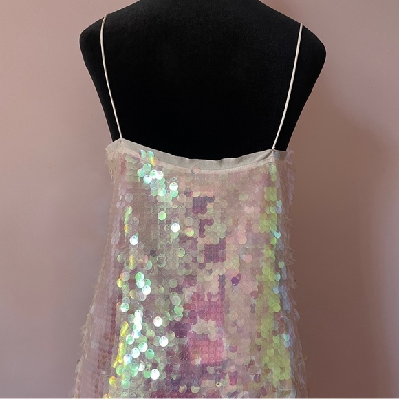 NEW! LoveShackFancy- Kumi Sequin Statement Dress Pink Iridescent Size Small - Picture 13 of 16